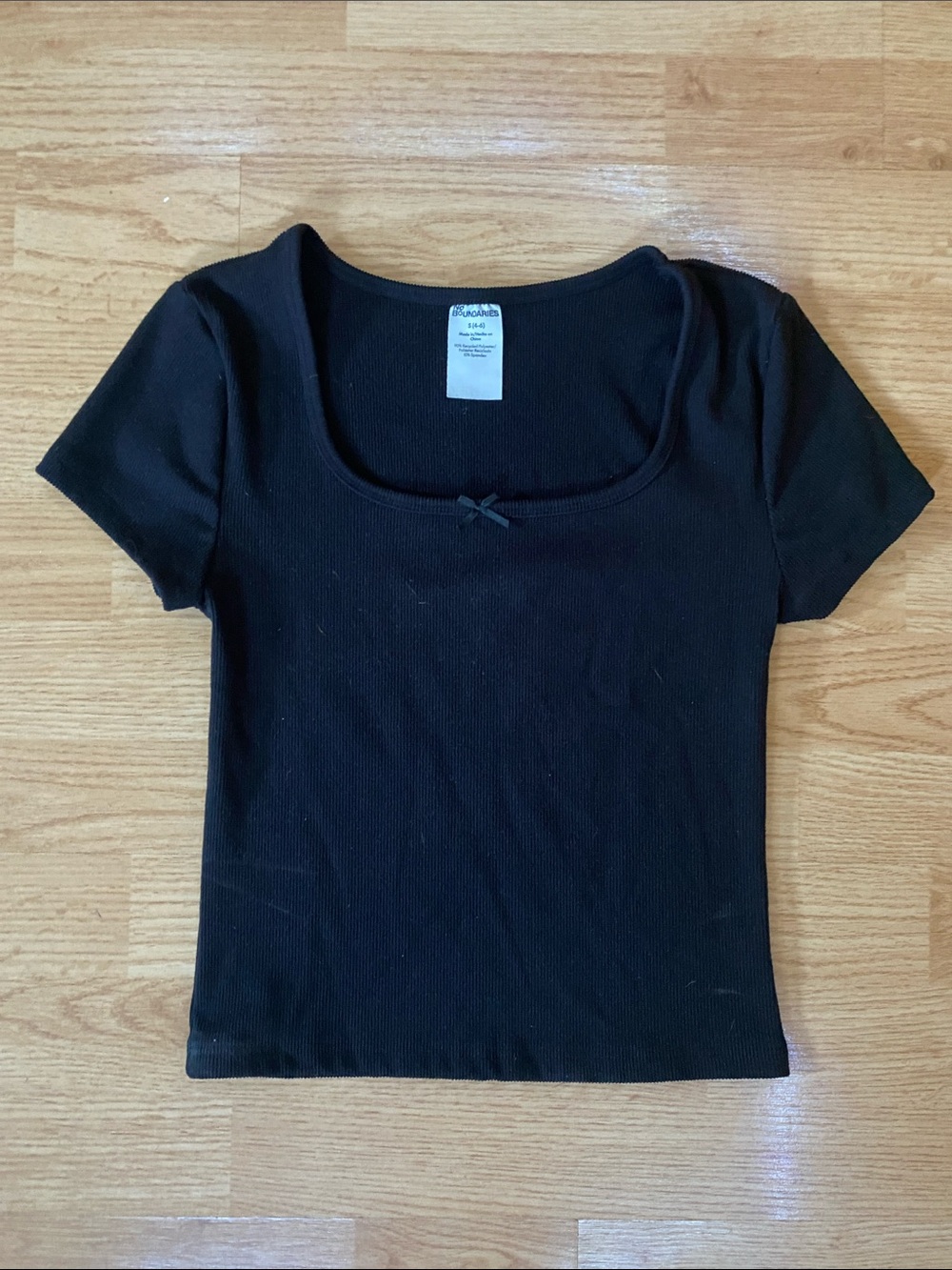 No Boundaries Black Scoop Neck Crop Top with Bow
